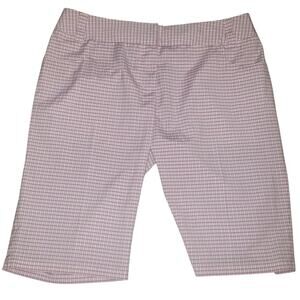 Adidas Women’s Bermuda Golf Shorts Size 6 Stretch Tea Rose Plaid Athletic Wear